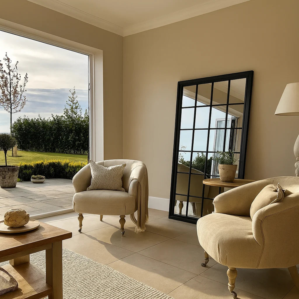 Sash Hampton Grid Window Mirror - Black - 200cm x 100cm