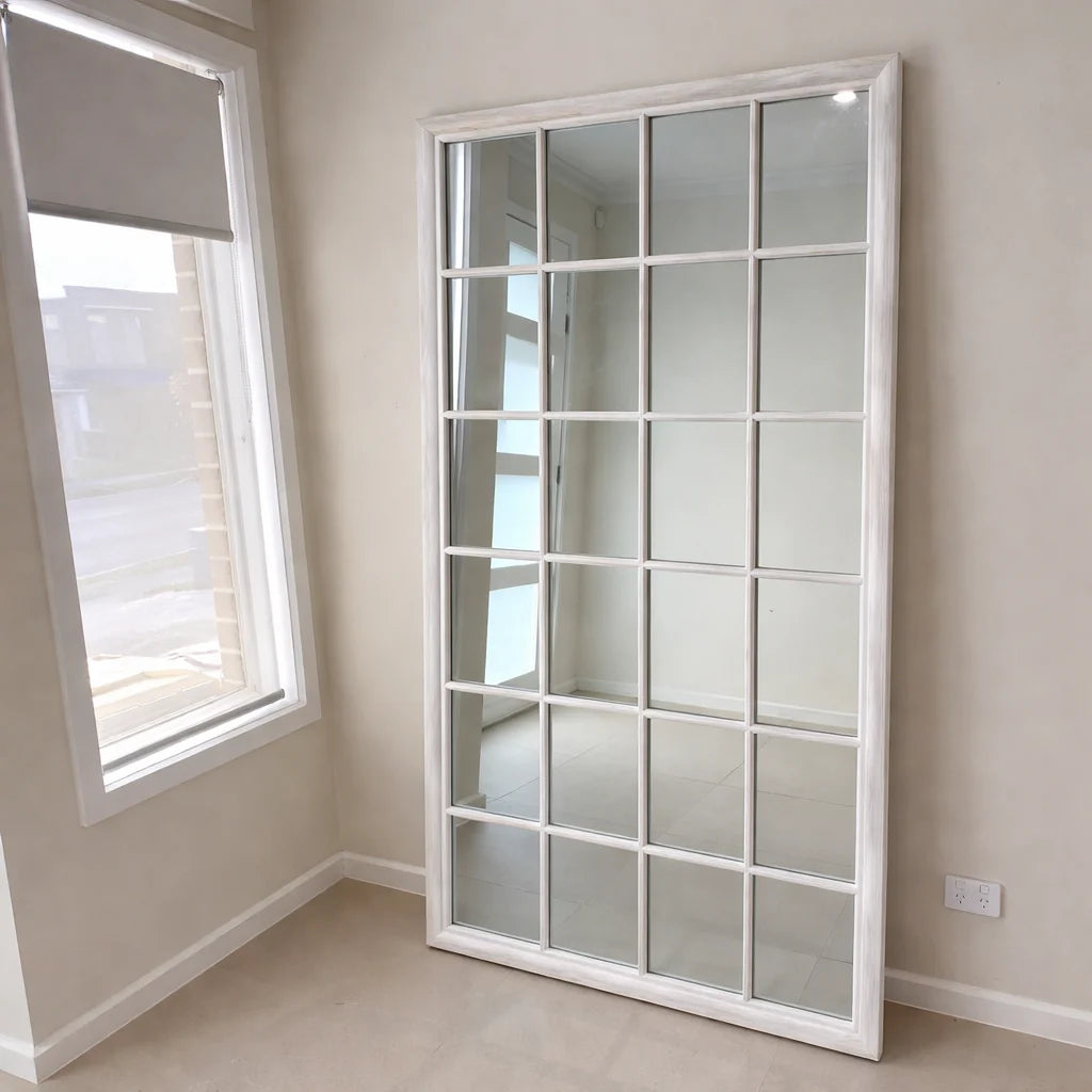 Sash Hampton Grid Window Mirror - White- 200cm x 100cm