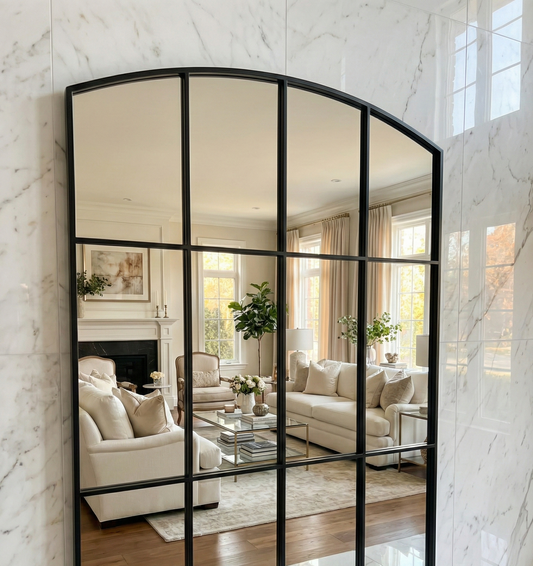 Hampton Curved Mirror - Black - 200cm x 120cm