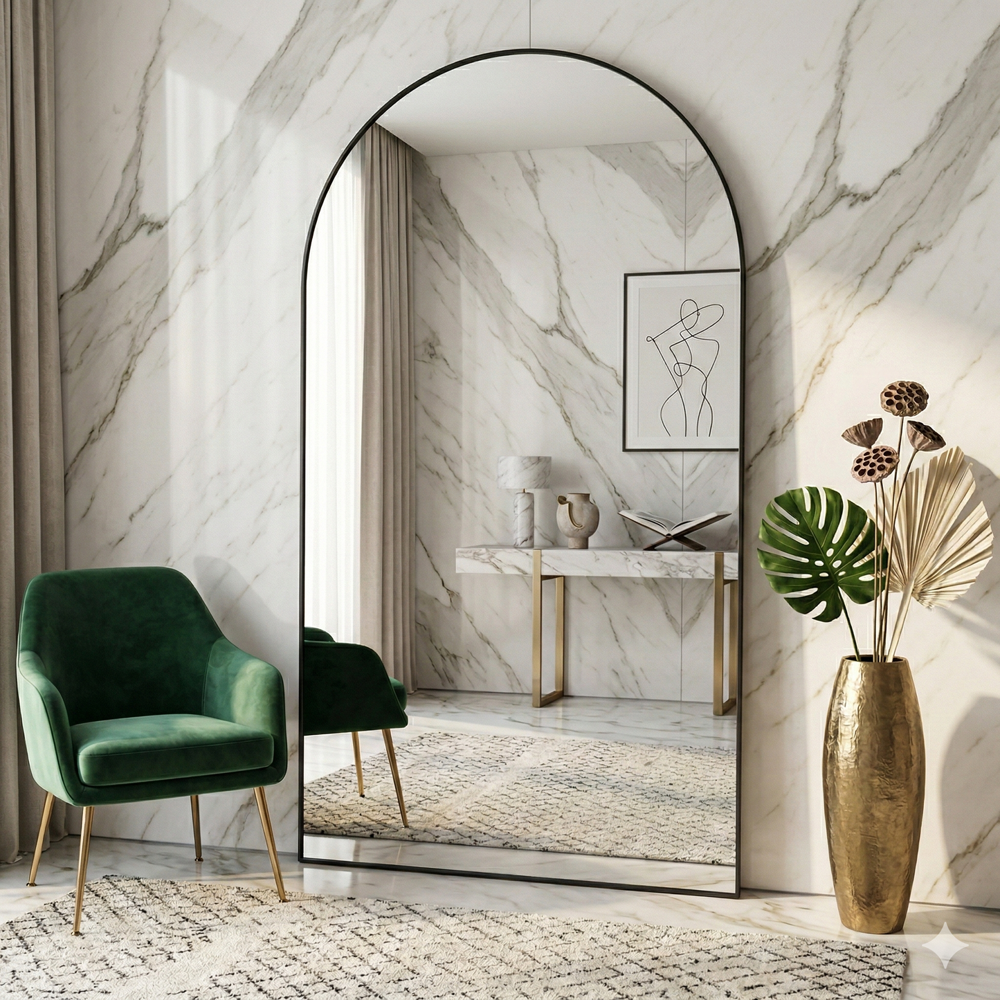 Queen Arch Mirror - Black - 210cm x 120cm