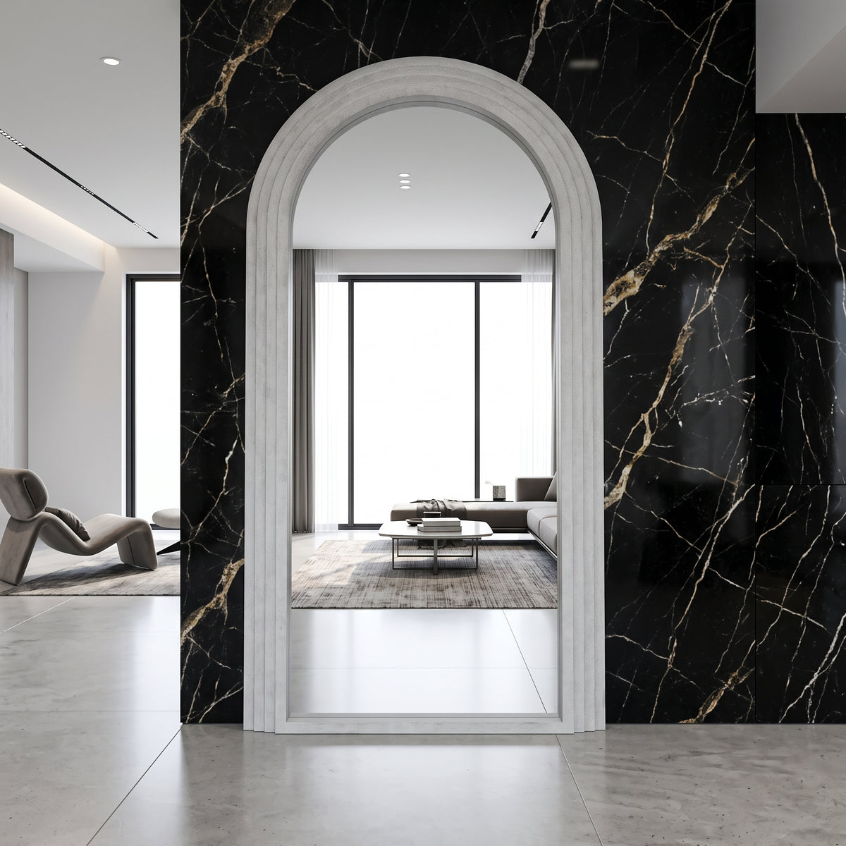 Caesar Arch Mirror - Marble Grey - 190cm x 110cm