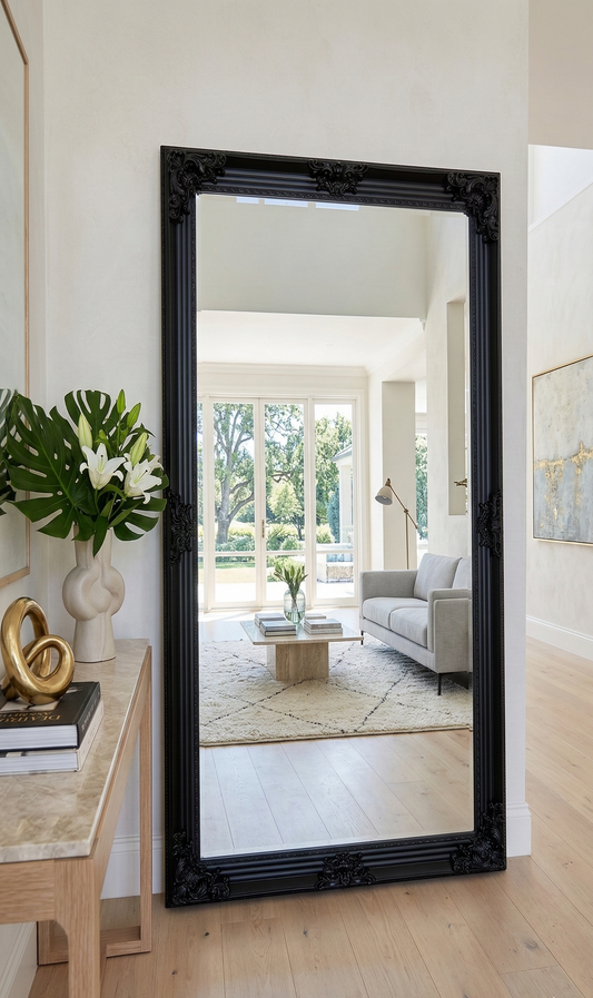 French Vienna Mirror - Black - 190cm x 90cm