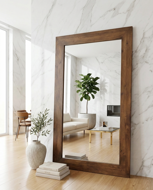 King Wooden Mirror - Walnut - 215cm x 125cm