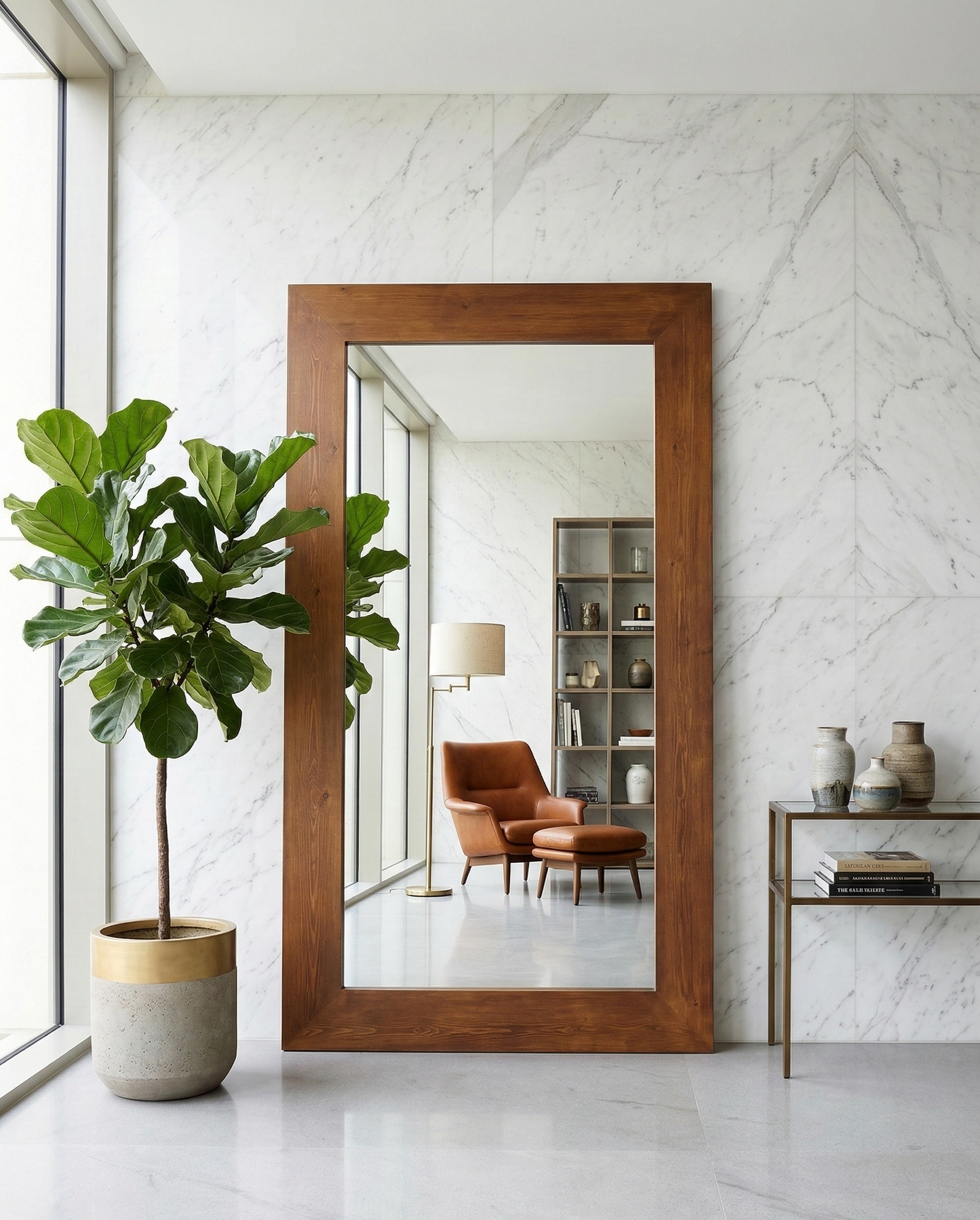 King Wooden Mirror - Walnut - 215cm x 125cm