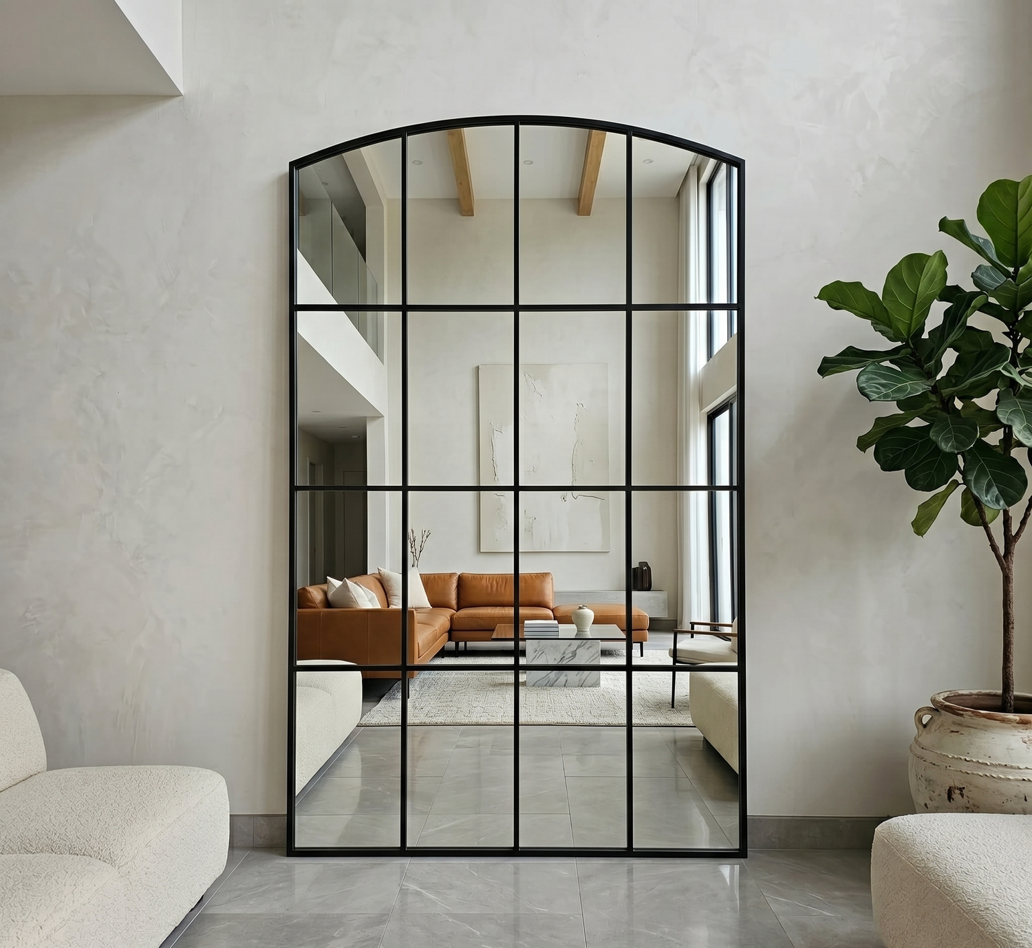 Hampton Curved Mirror - Black - 200cm x 120cm