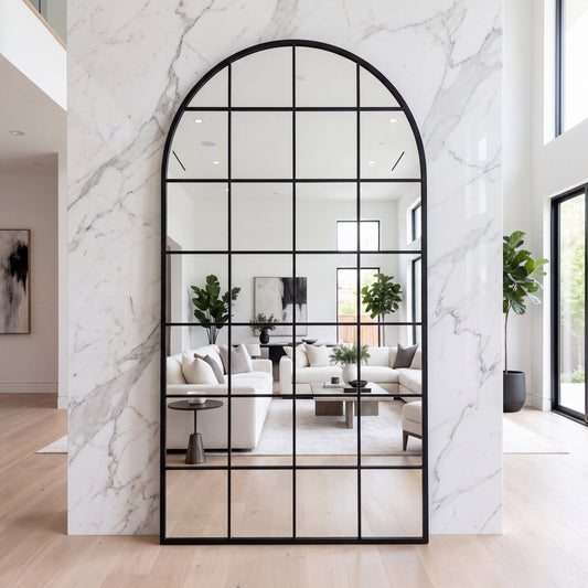 King Hampton Window Arch Mirror - Black - 200cm x 120cm