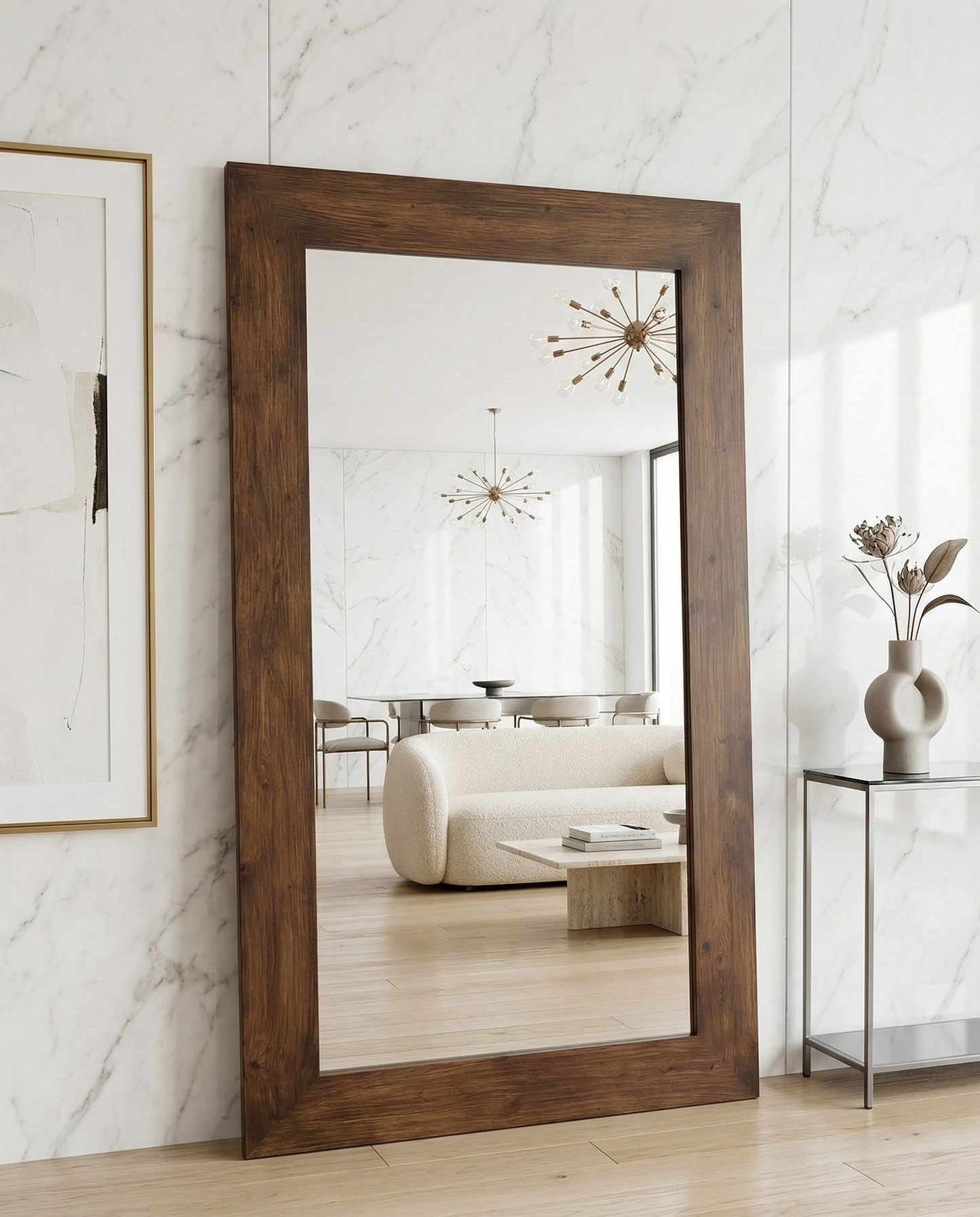 King Wooden Mirror - Walnut - 215cm x 125cm