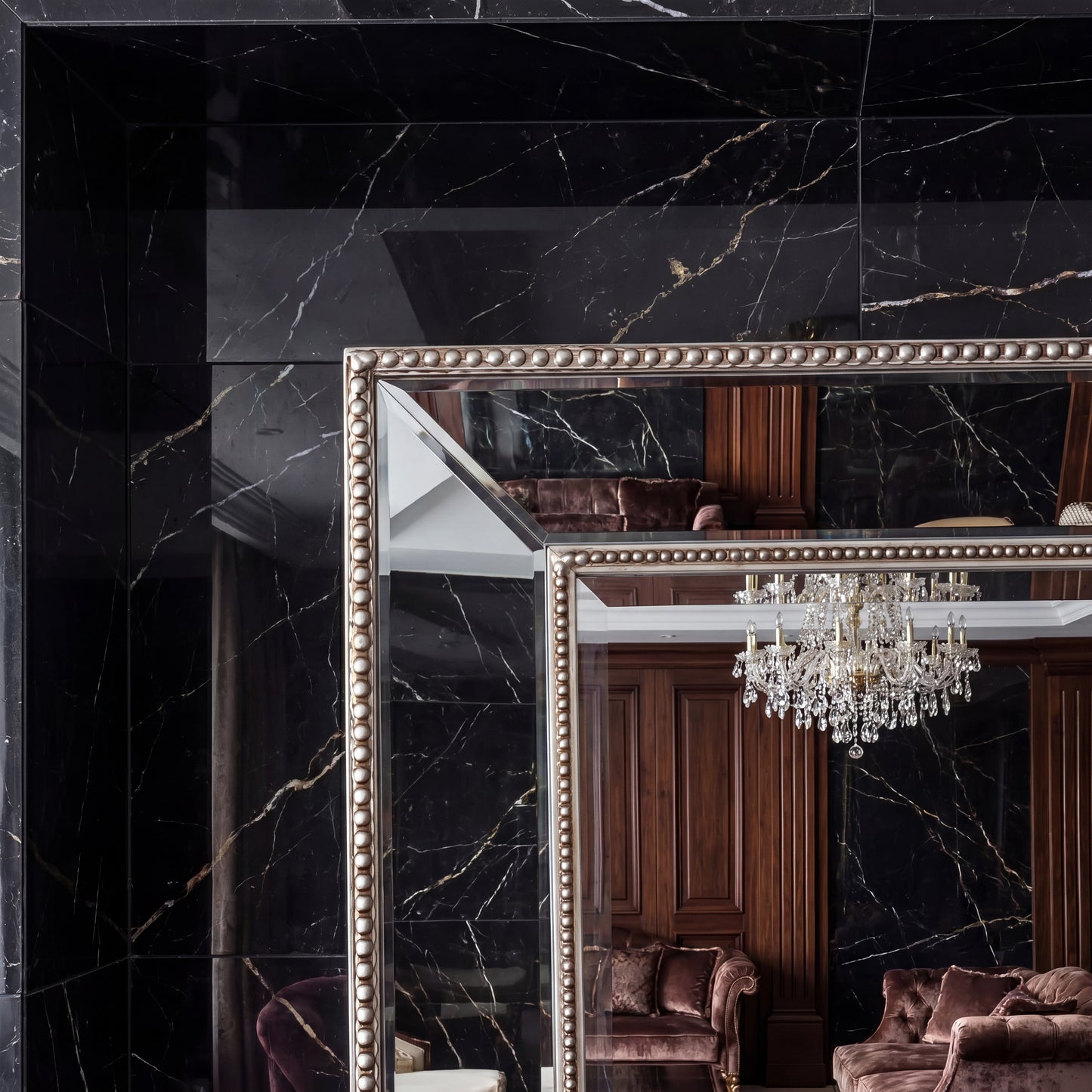 SAPPHIRE BEADED MIRROR - 190x90cm - Silver