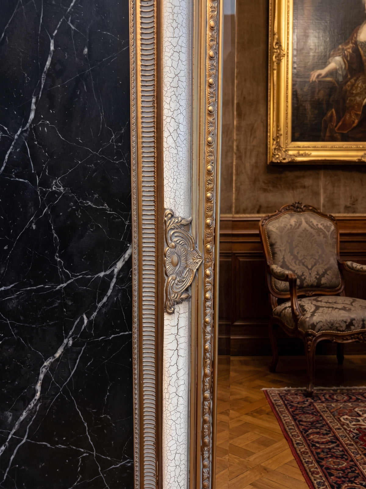 Versace Full Length Ornate Mirror - Gold Crackle - 210cm x 115cm