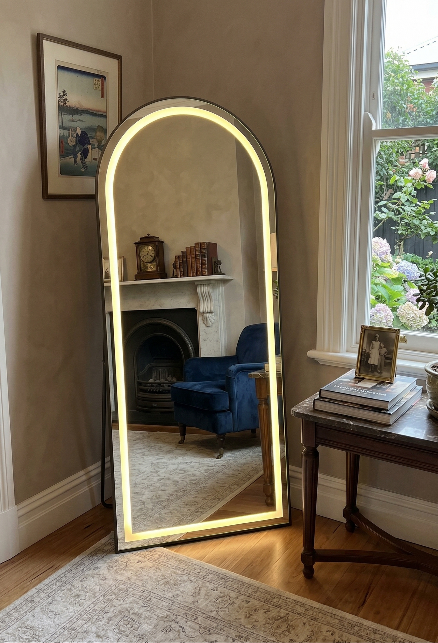 LED Arch Mirror with stand – Black - 180cm x 80cm