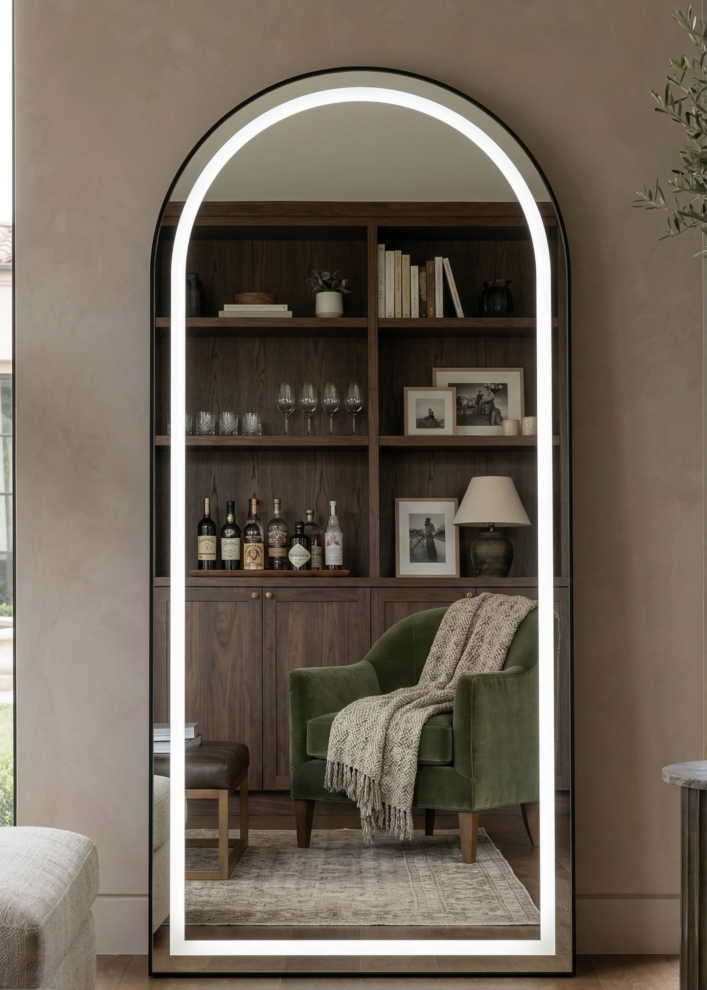 LED Arch Mirror with stand – Black - 180cm x 80cm
