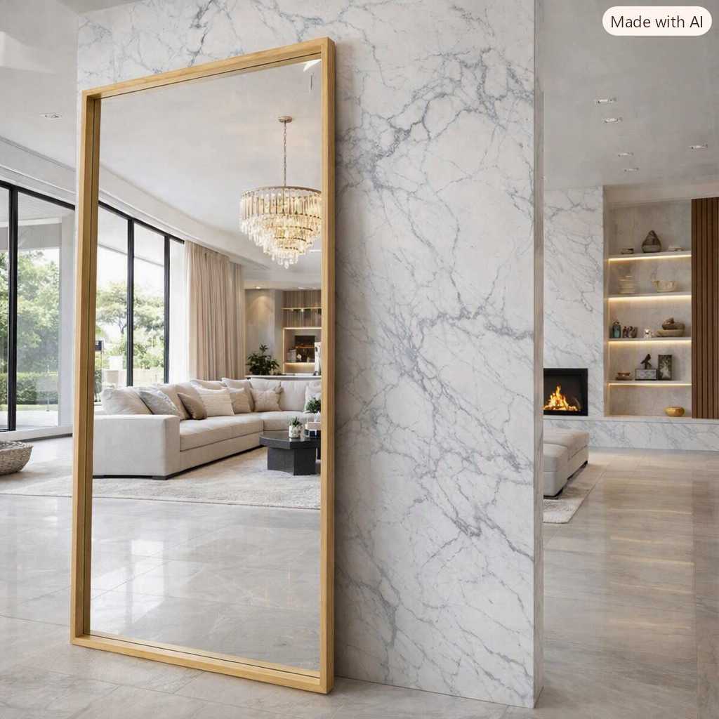 Boxa Full Length Boxed Rectangle Mirror - Natural Wood – 200x100cm