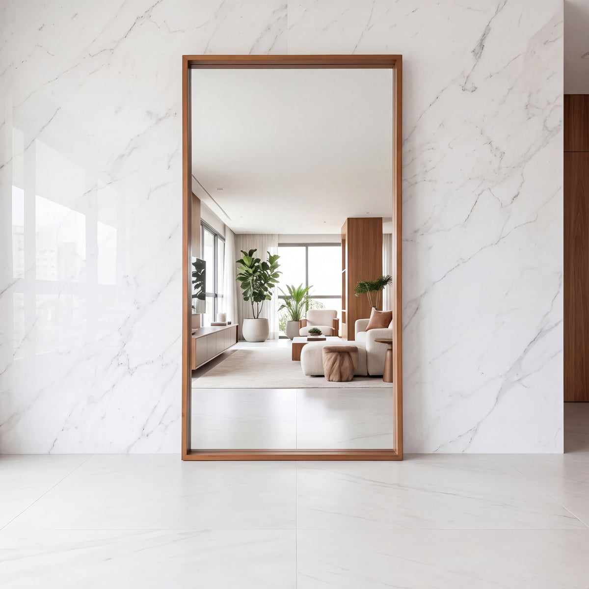 Boxa Full Length Boxed Rectangle Mirror - Walnut Wood – 200x100cm