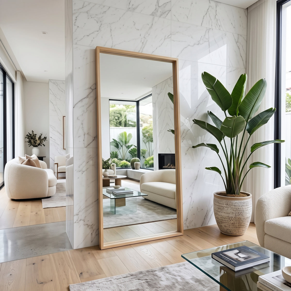 Boxa Full Length Boxed Rectangle Mirror - Natural Wood – 200x100cm