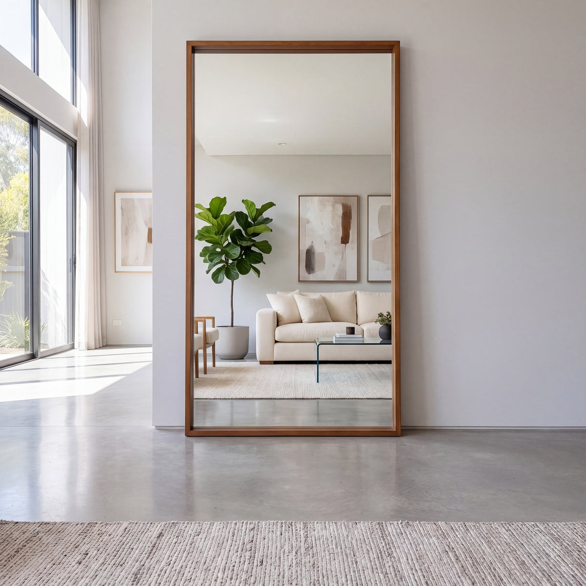 Boxa Full Length Boxed Rectangle Mirror - Walnut Wood – 200x100cm