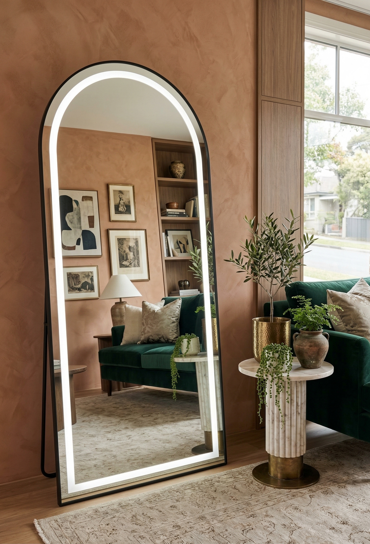 LED Arch Mirror with stand – Black - 200cm x 100cm
