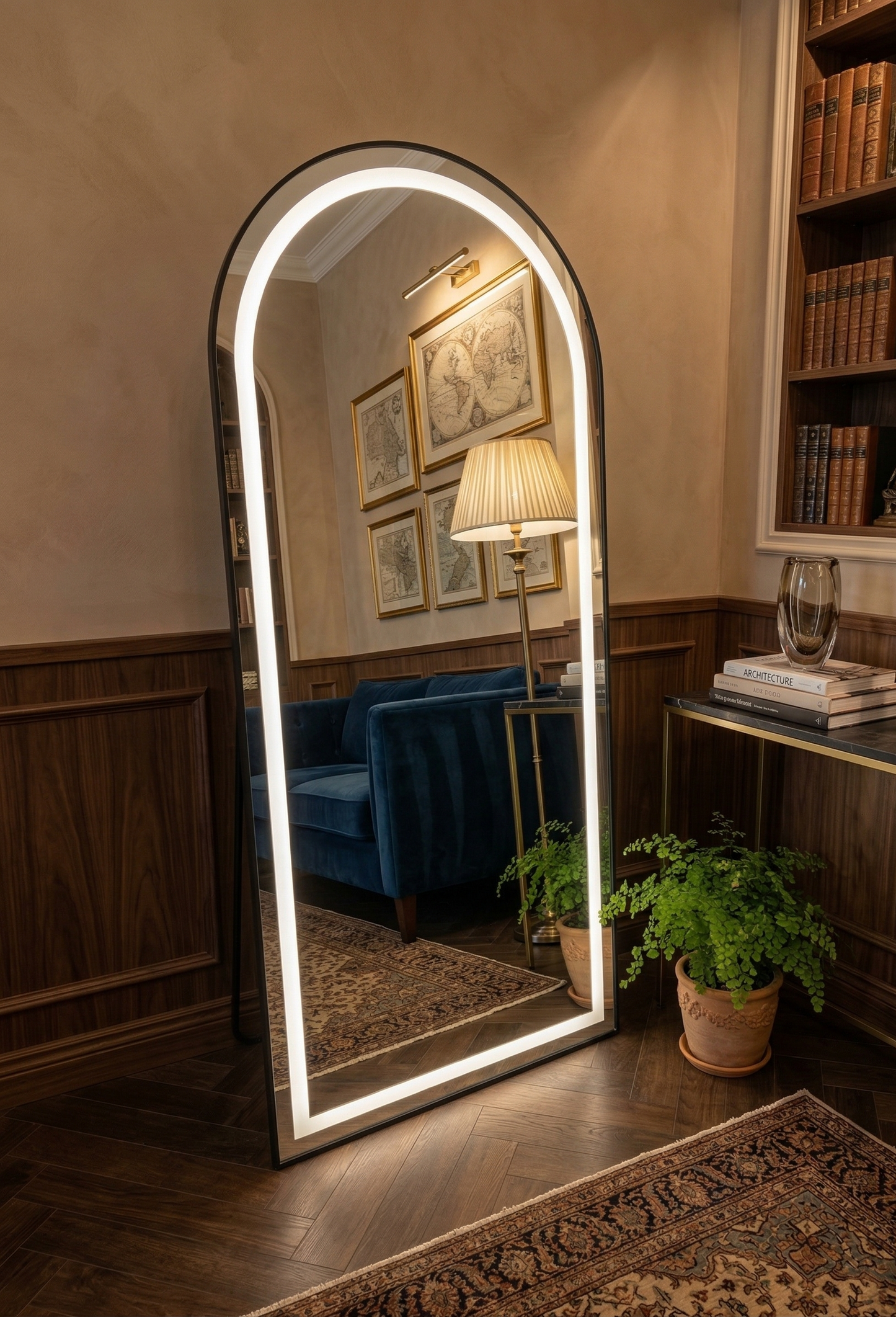 LED Arch Mirror with stand – Black - 180cm x 80cm