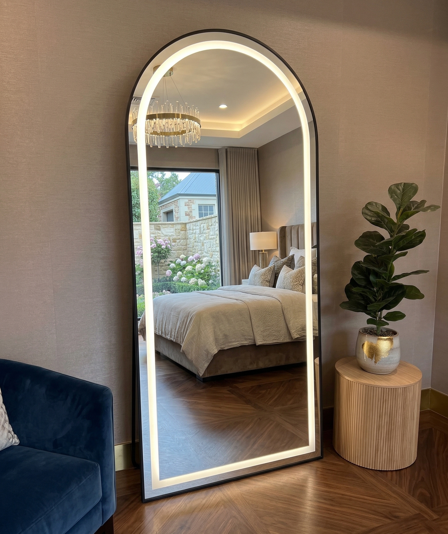 LED Arch Mirror with stand – Black - 180cm x 80cm