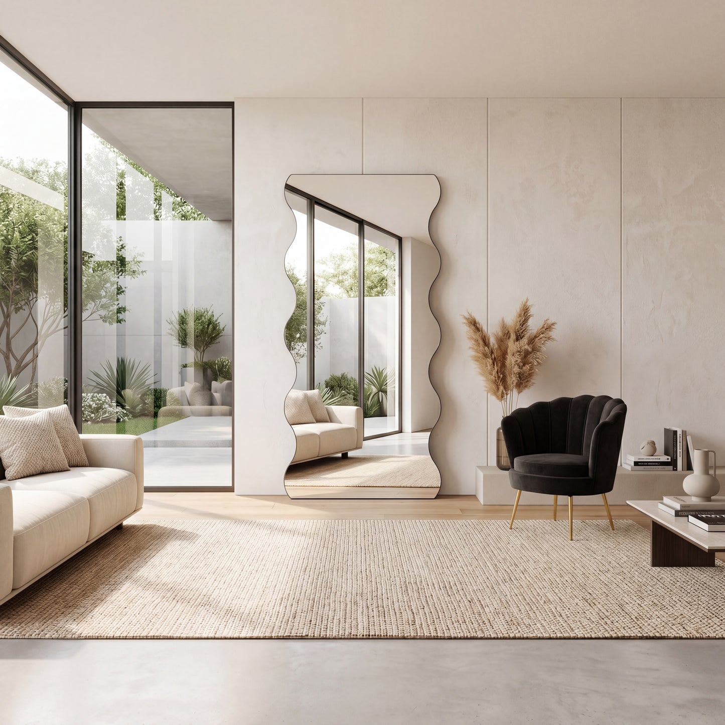 Wavy Frameless Edge mirror - 190cm x 90cm