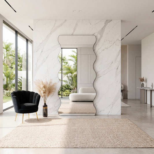 Wavy Frameless Edge mirror - 190cm x 90cm