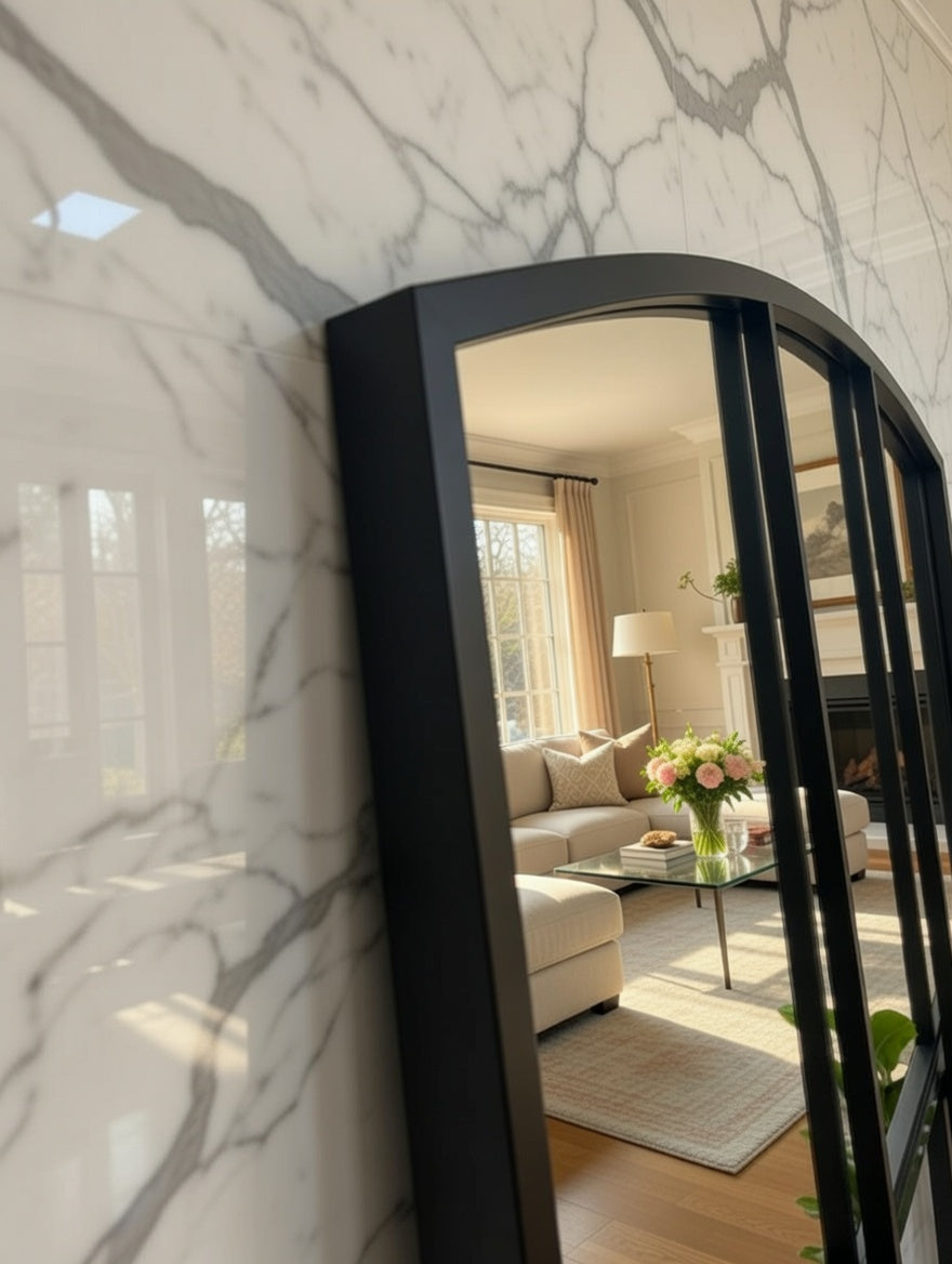 Hampton Curved Mirror - Black - 200cm x 120cm
