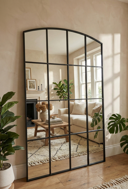 Hampton Curved Mirror - Black - 200cm x 120cm