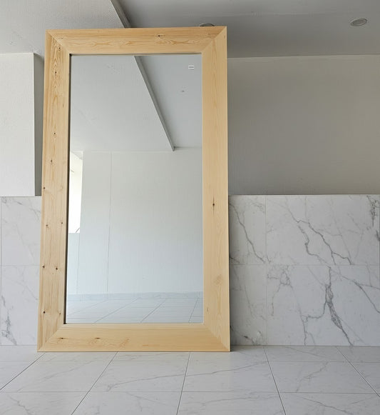 King Wooden Mirror - Natural - 215cm x 125cm