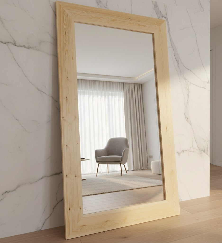 King Wooden Mirror - Natural - 215cm x 125cm