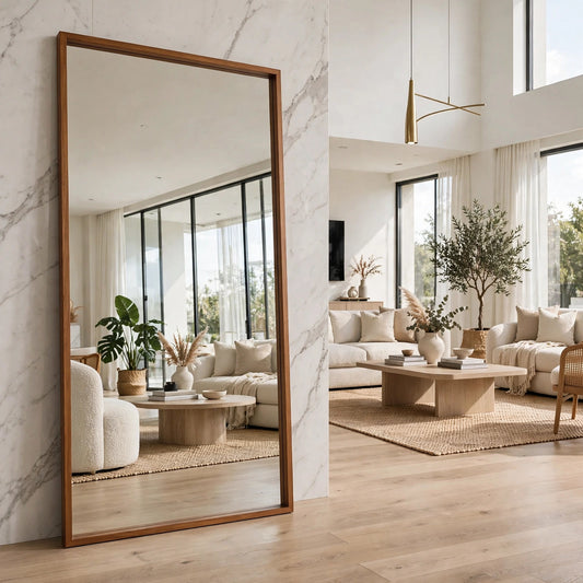 Boxa Full Length Boxed Rectangle Mirror - Walnut Wood – 200x100cm