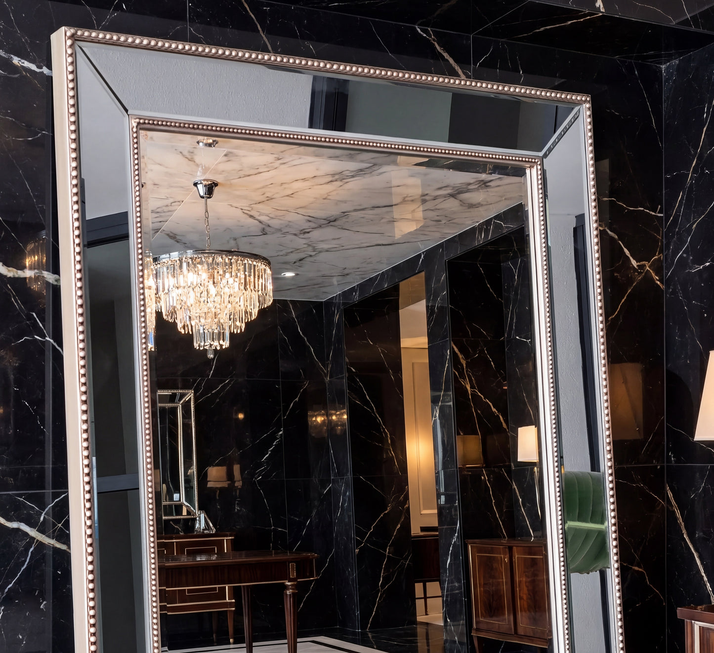 SAPPHIRE BEADED MIRROR - 190x90cm - Silver