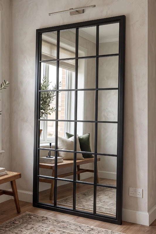 Sash Hampton Grid Window Mirror - Black - 200cm x 100cm