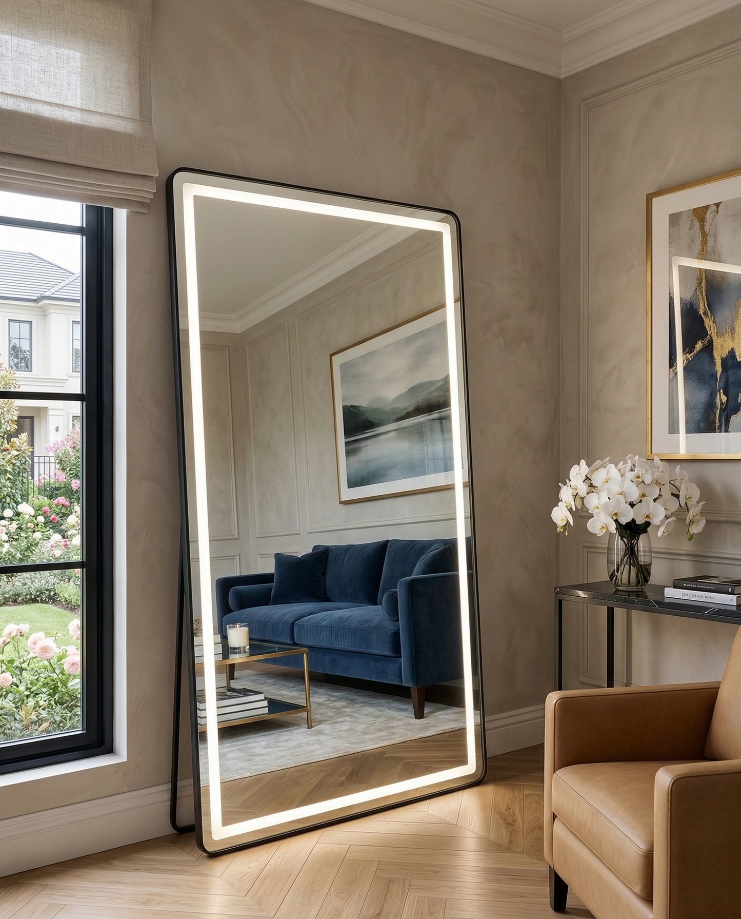 LED Rectangle Mirror with stand - 180cm x 80cm