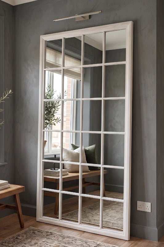 Sash Hampton Grid Window Mirror - White- 200cm x 100cm