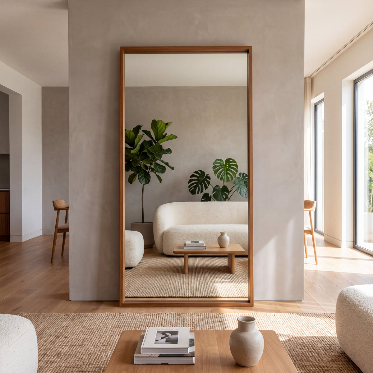 Boxa Full Length Boxed Rectangle Mirror - Walnut Wood – 200x100cm