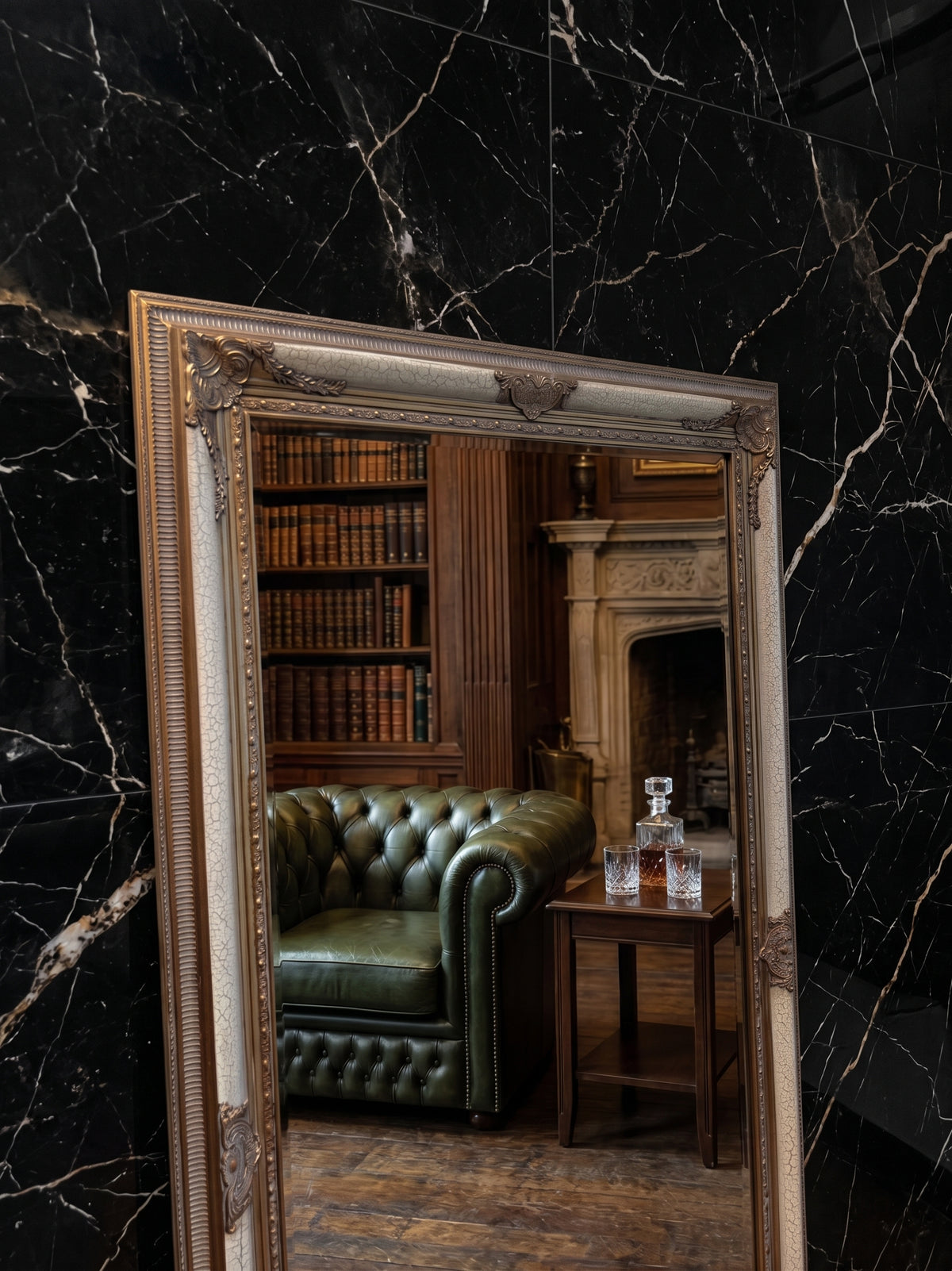 Versace Full Length Ornate Mirror - Gold Crackle - 210cm x 115cm