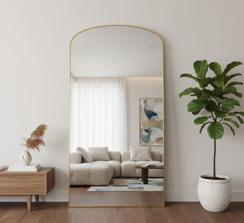 Bellagio Minimalist Curved Mirror - GOLD - 200cm x 100cm