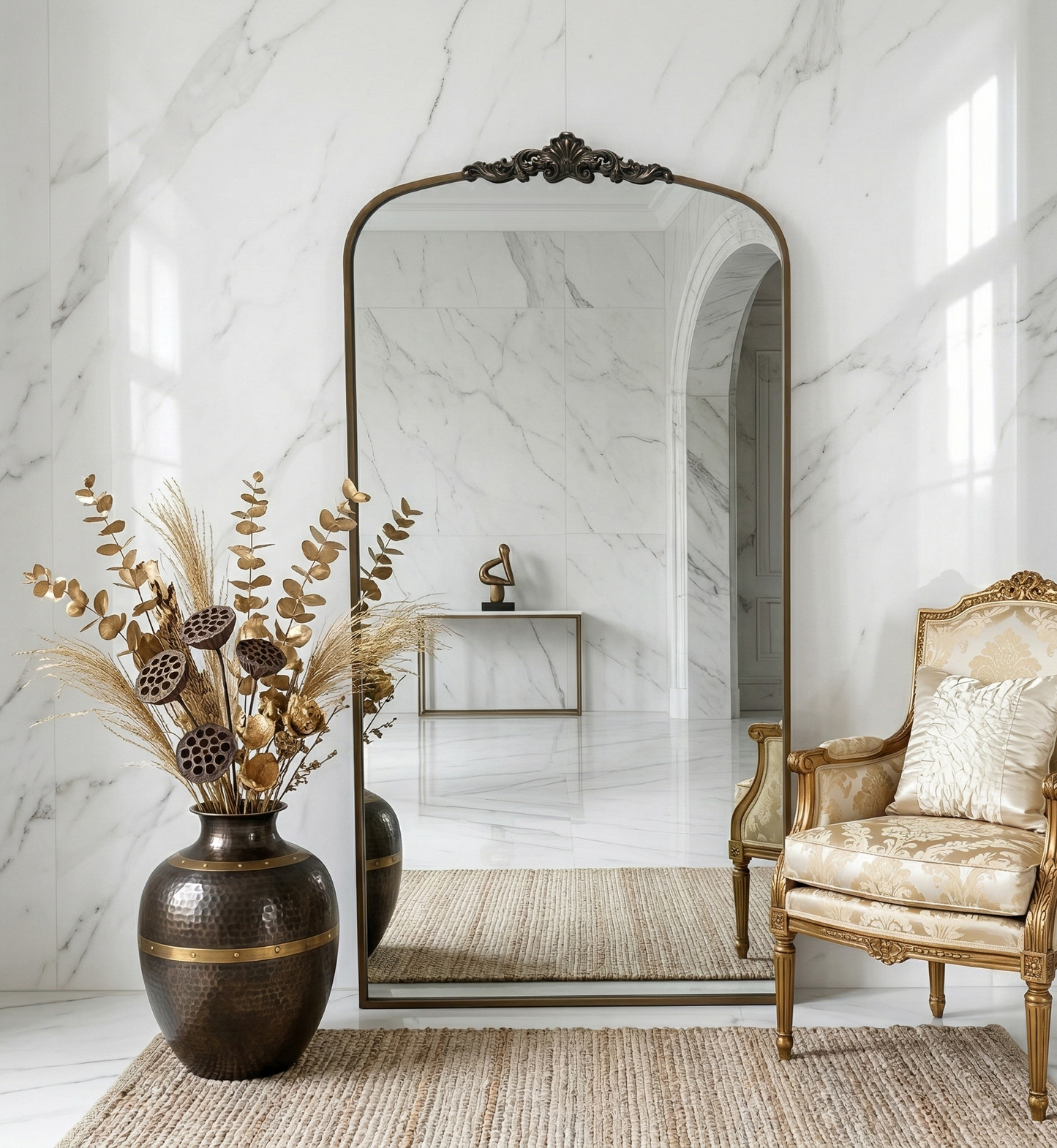 Ornate Arch Mirror - Bronze - 200cm x 100cm