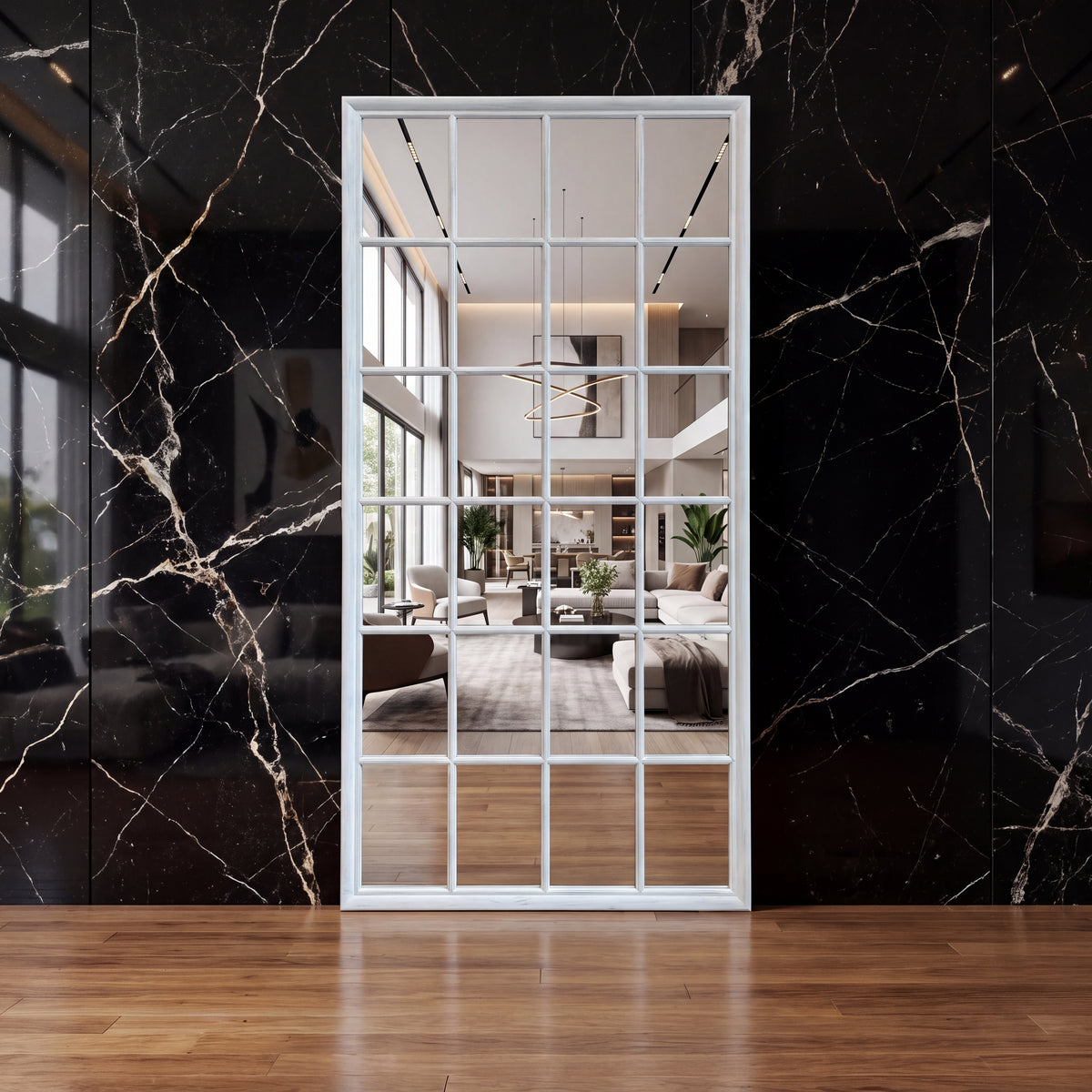 Sash Hampton Grid Window Mirror - White- 200cm x 100cm