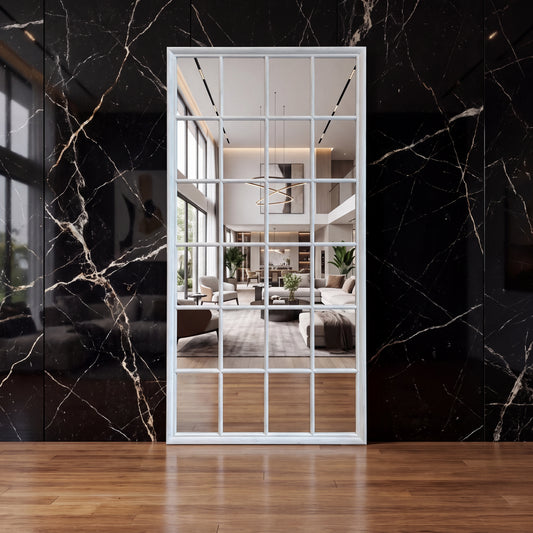 Sash Hampton Grid Window Mirror - White- 200cm x 100cm