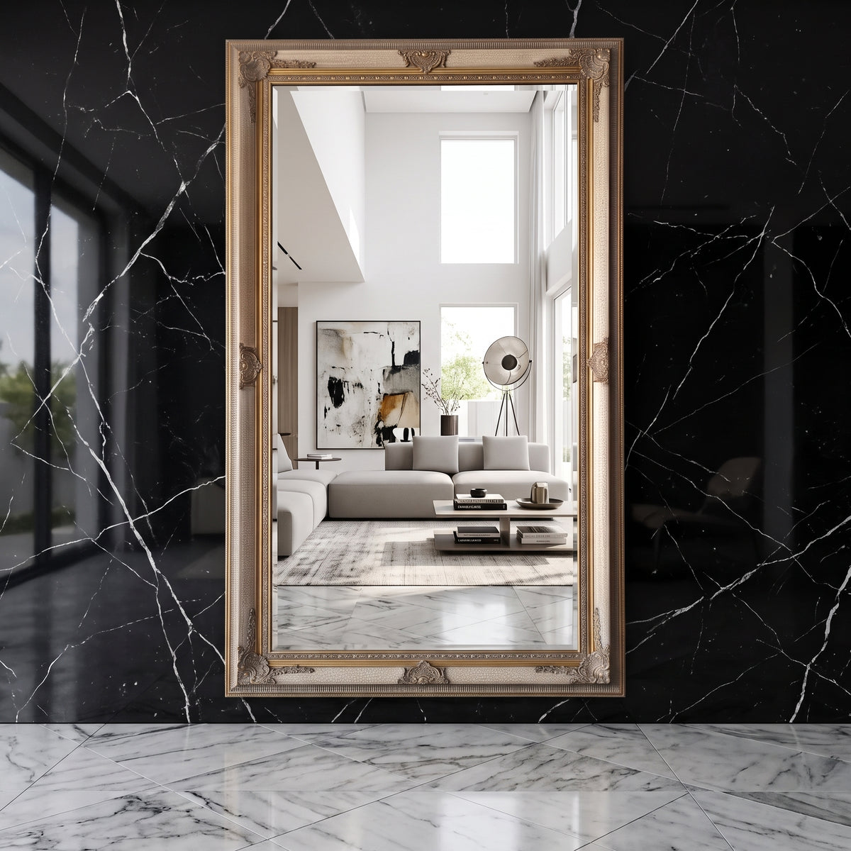 Versace Full Length Ornate Mirror - Gold Crackle - 210cm x 115cm