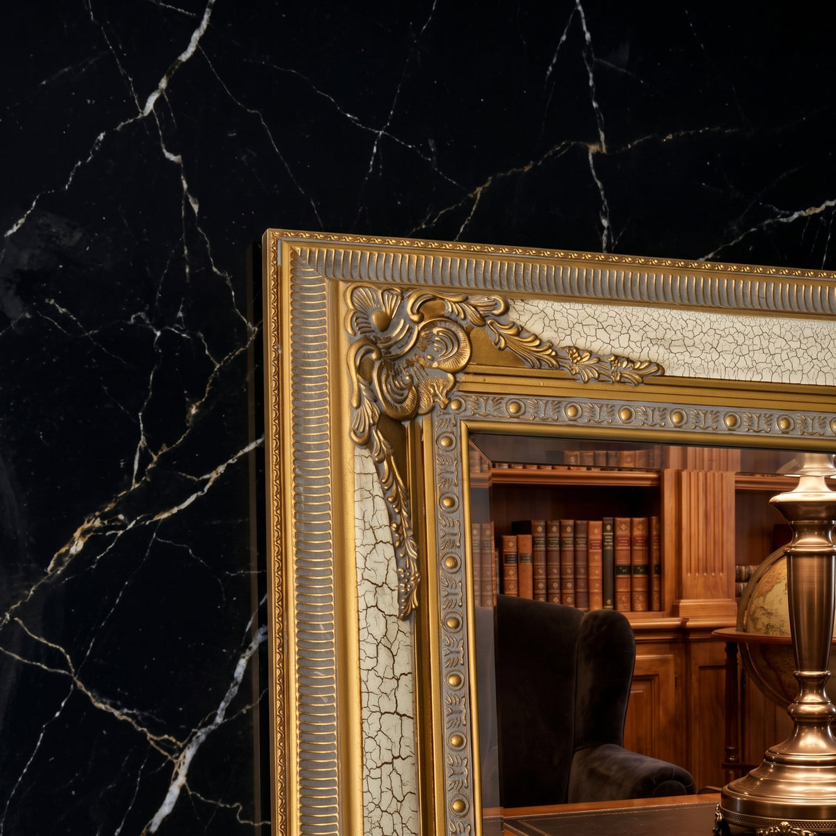 Versace Full Length Ornate Mirror - Gold Crackle - 210cm x 115cm