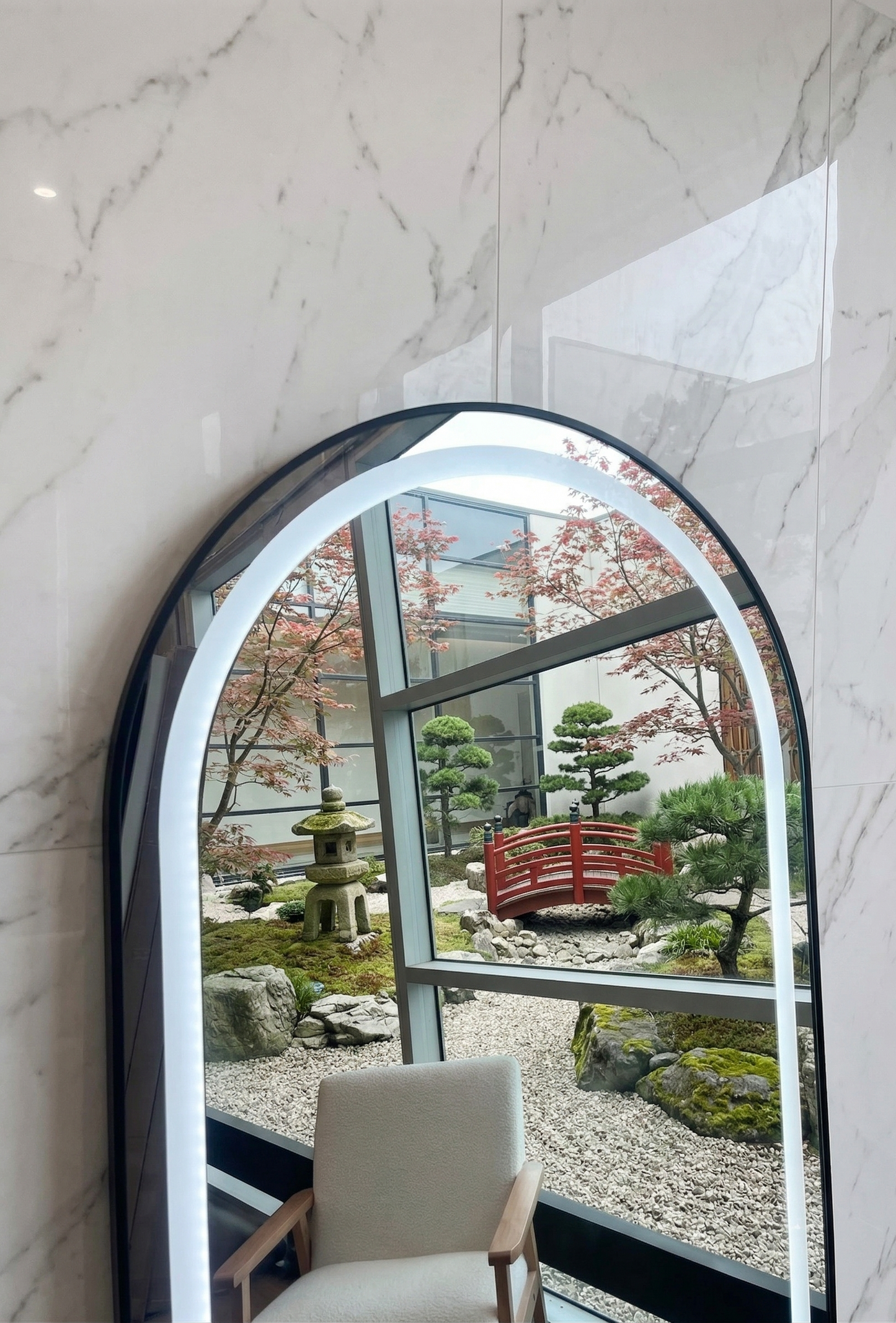 LED Arch Mirror with stand – Black - 180cm x 80cm