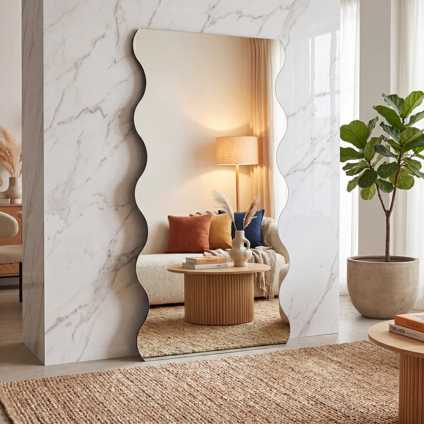 Wavy Frameless Edge mirror - 190cm x 90cm