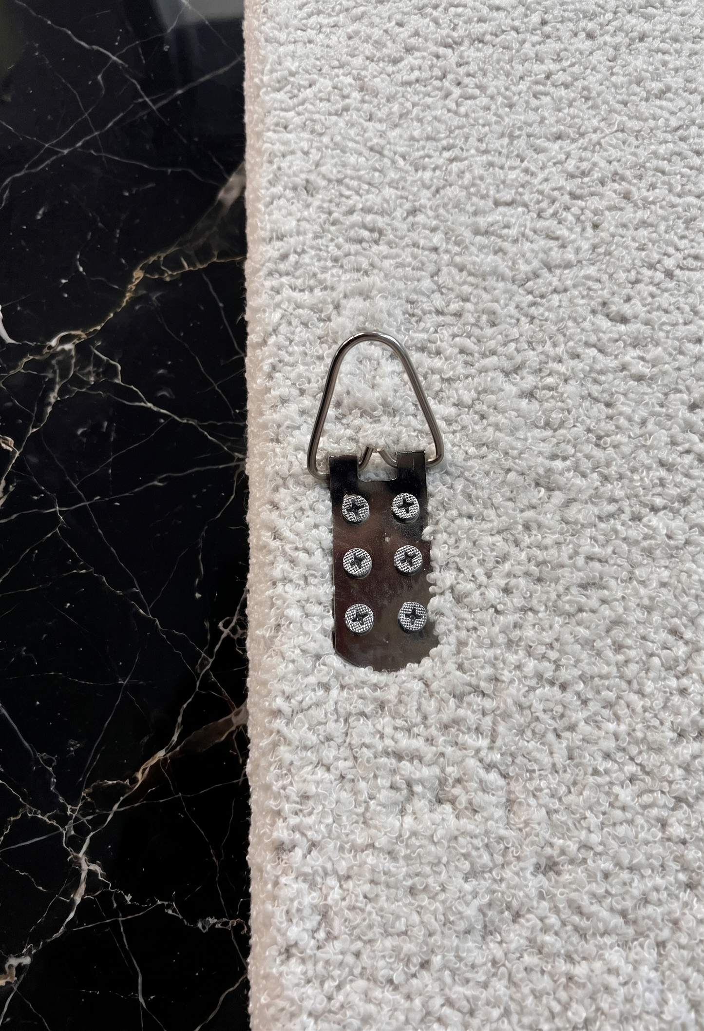 White textured boucle statement mirror, 1900x900mm, designed as a full-length leaning or wall-mounted mirror.