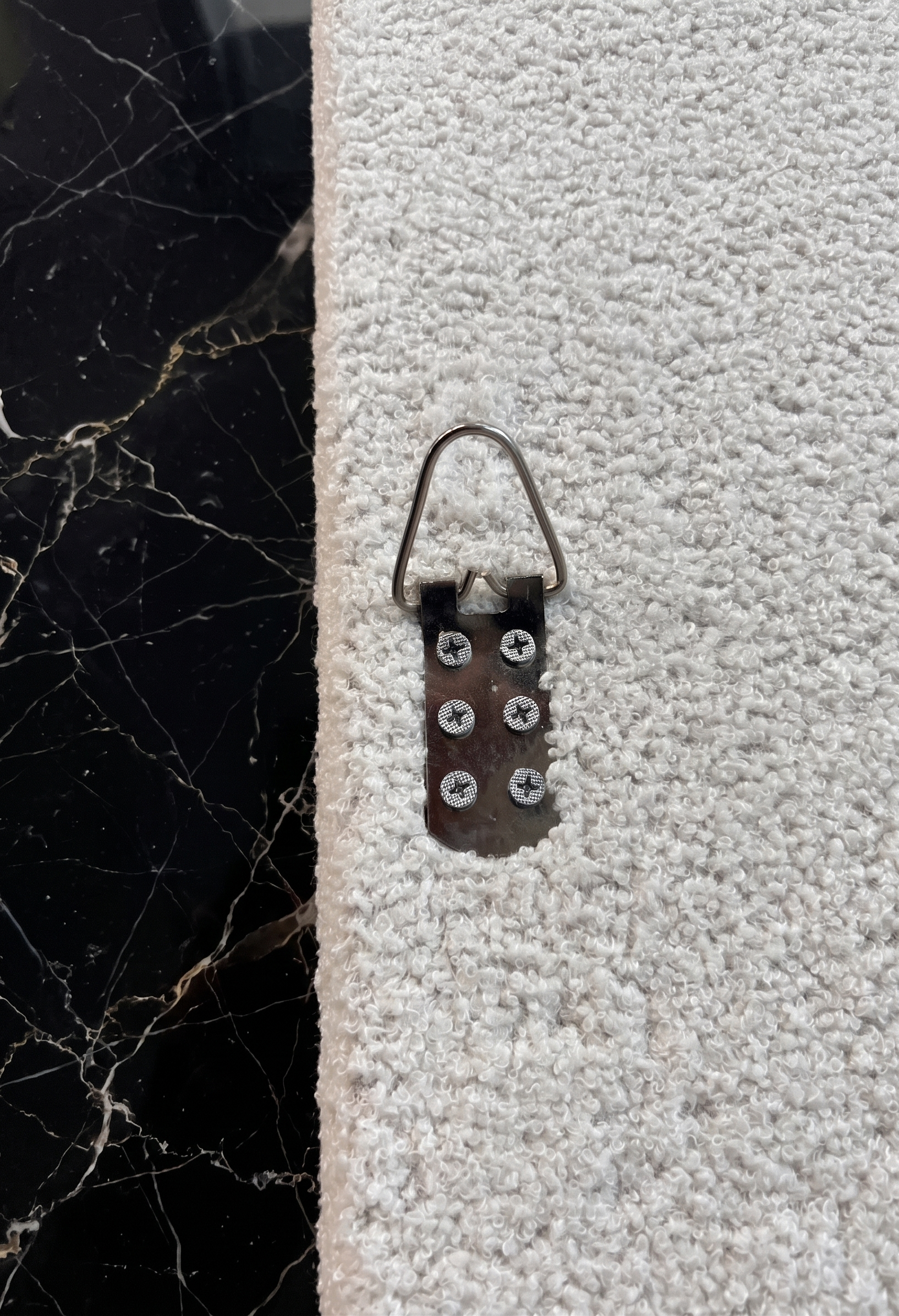 White textured boucle statement mirror, 1900x900mm, designed as a full-length leaning or wall-mounted mirror.