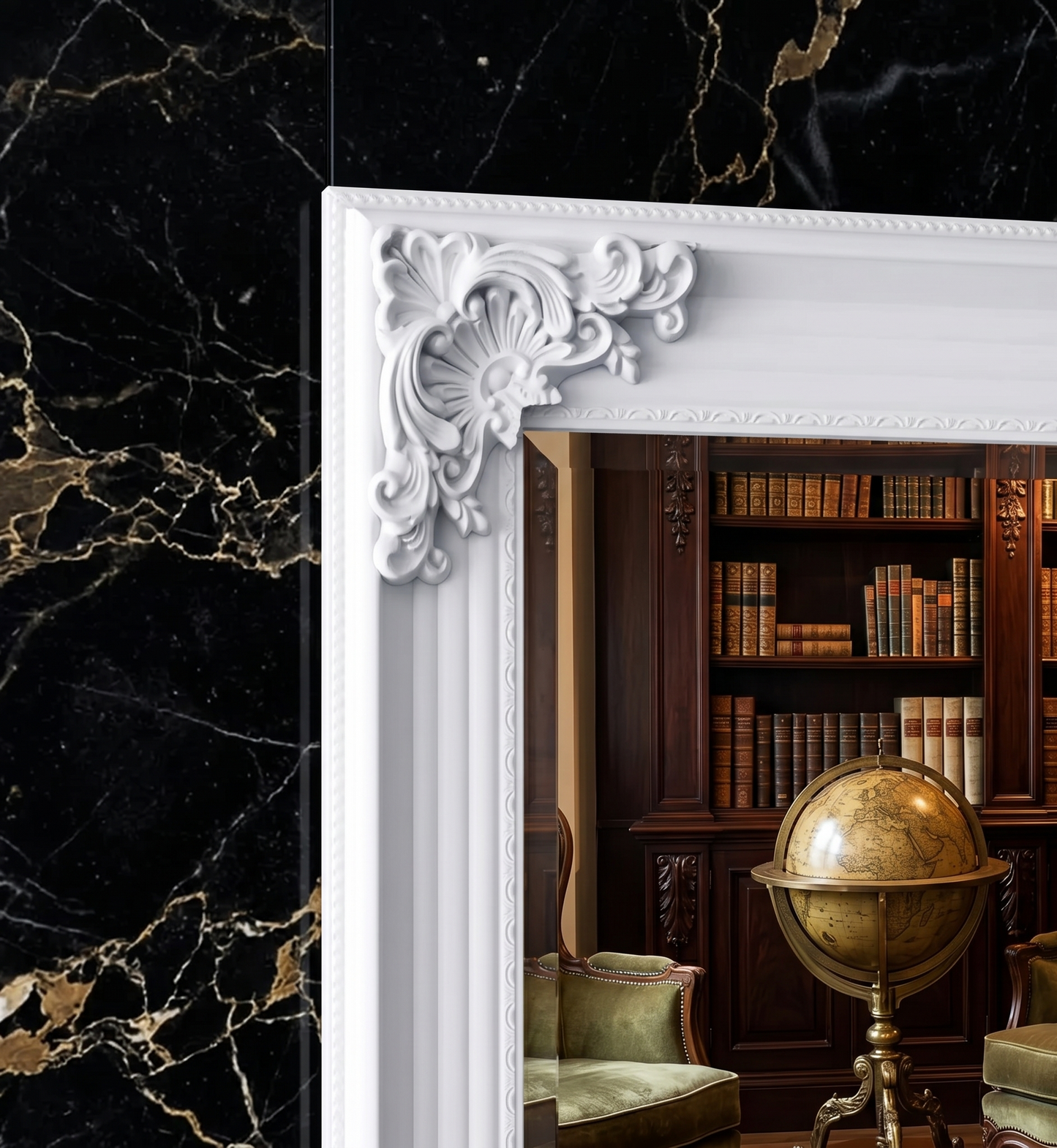 French Vienna wall mirror with an elegant white wooden frame